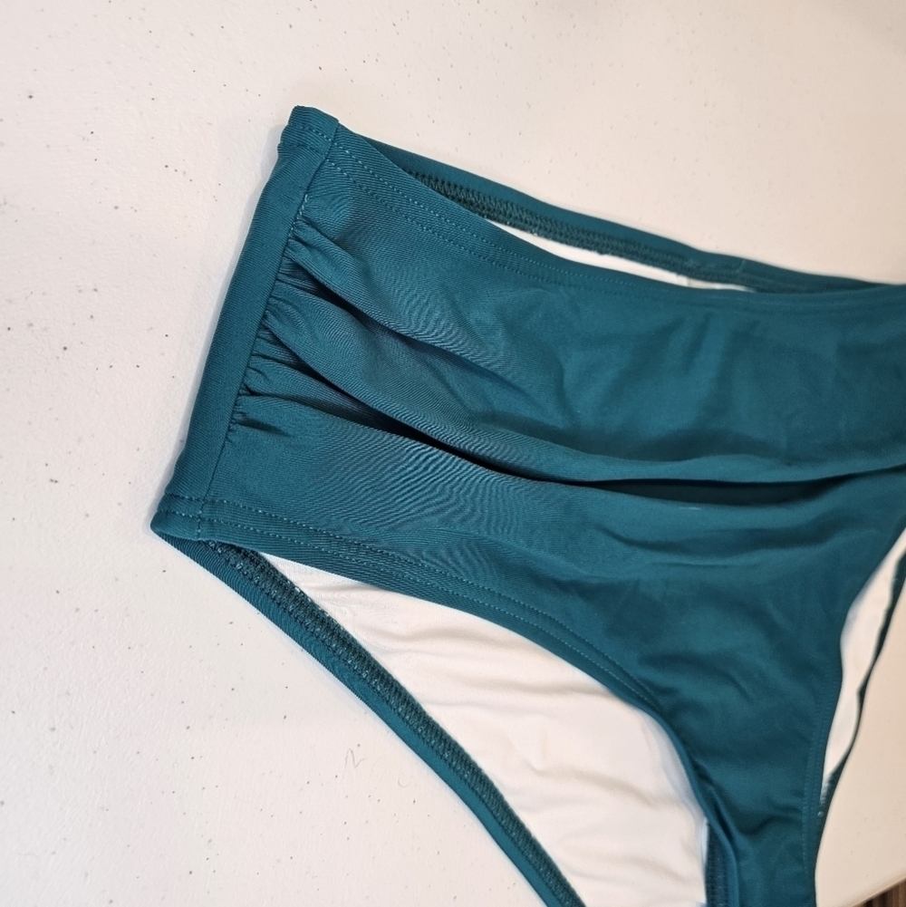 Charmo Bikini Womens Size Medium Large Teal Swimsuit Rouched Summer Beach - Picture 3 of 8